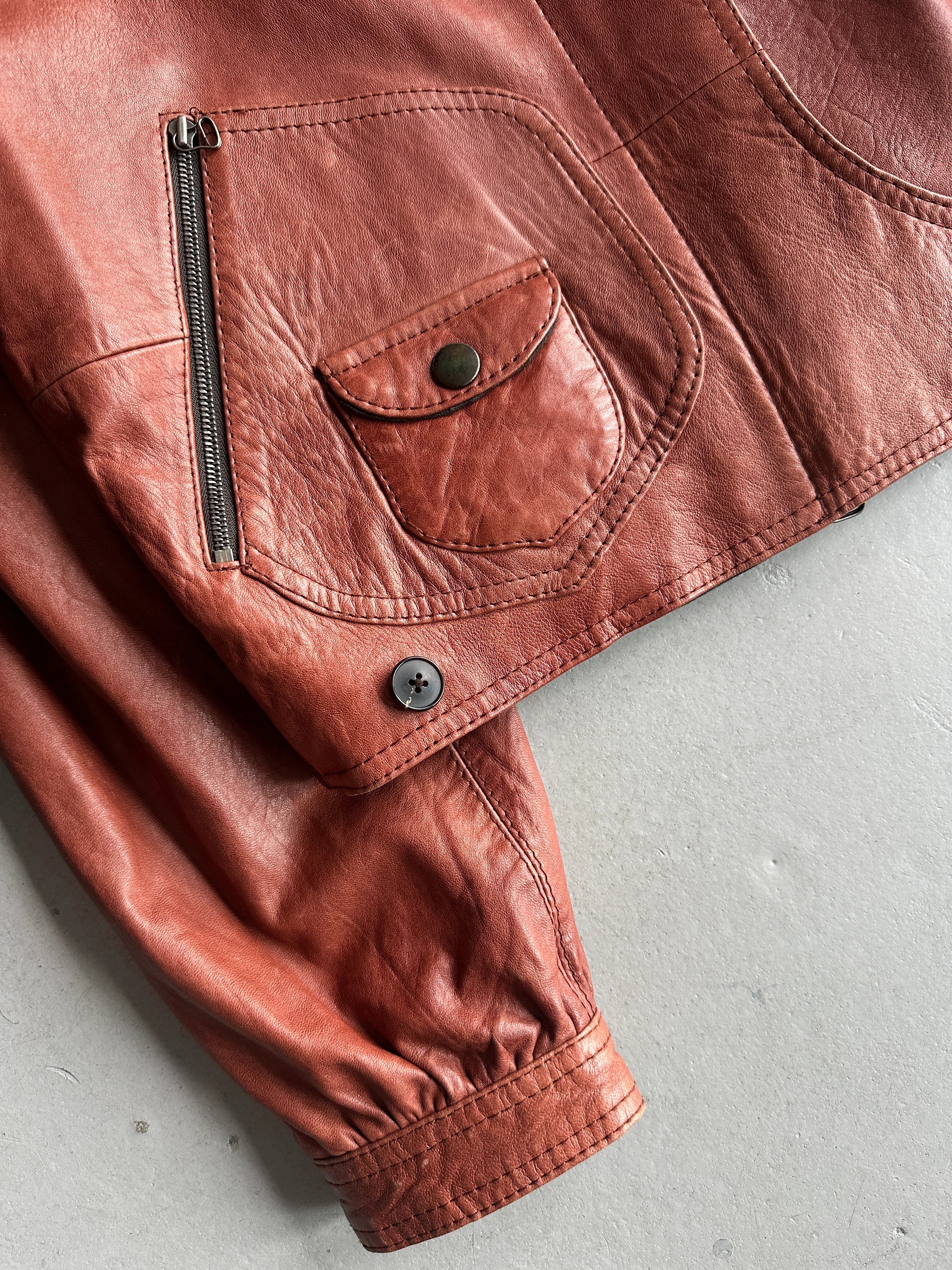 KENZO - 1990s ASYMMETRICAL LEATHER BIKER JACKET