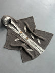1990s OPEN KNIT HOODED CARDIGAN WITH LINEN DETAILS