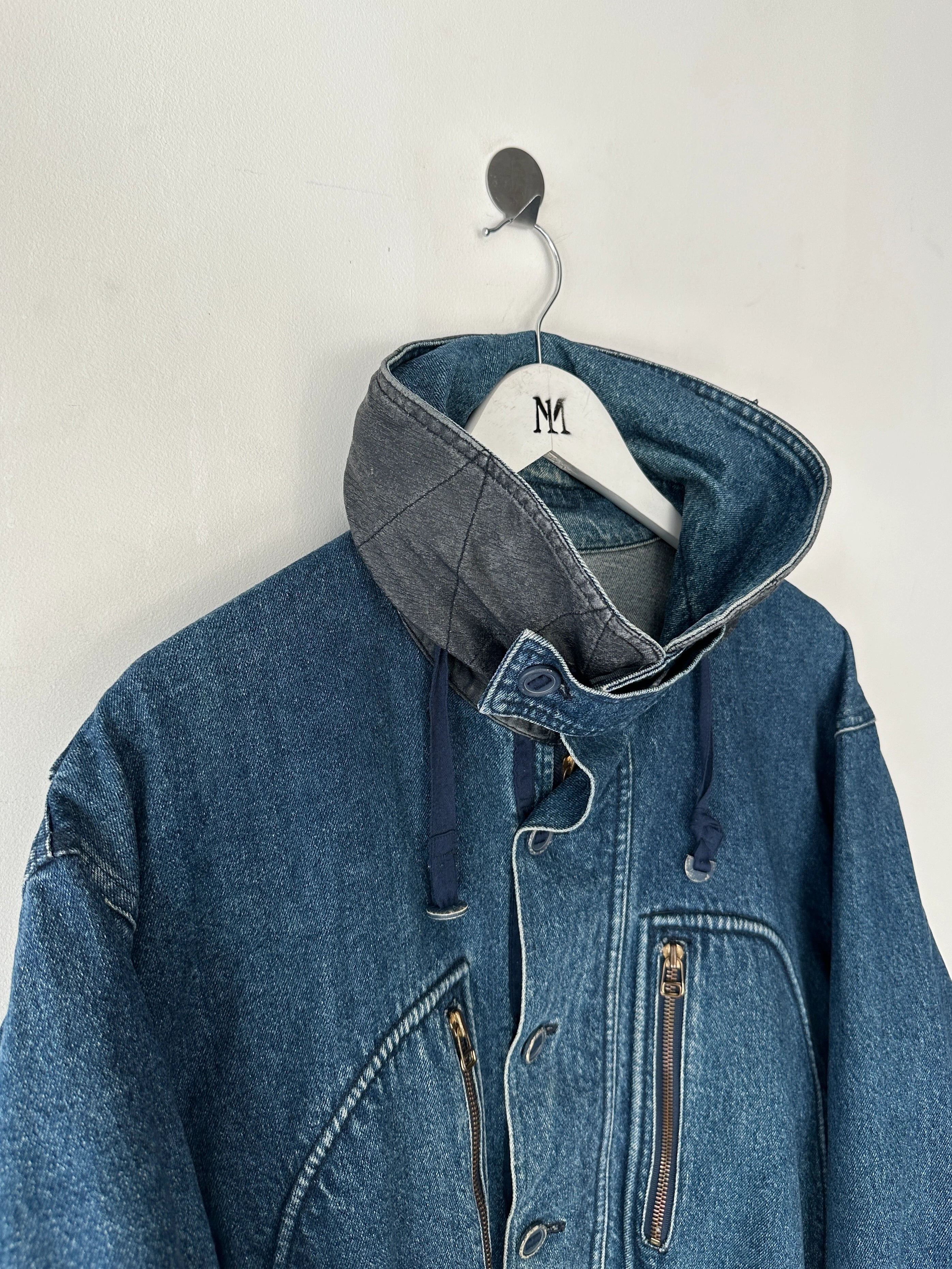 BONEVILLE BY MASSIMO OSTI - 1980s OVERSIZED DENIM BOMBER JACKET