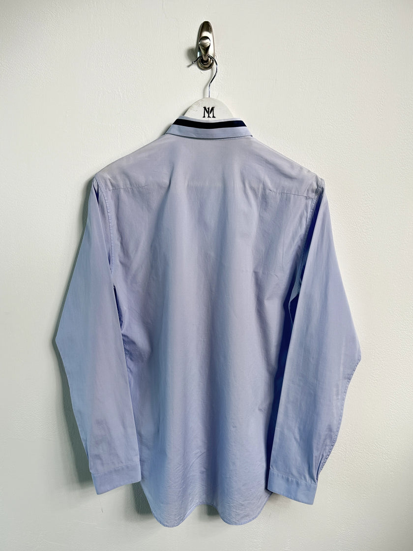 DIOR - late 2010s LONG SLEEVE SHIRT WITH CONTRAST STRIPE DETAILING AT FRONT AND COLLAR