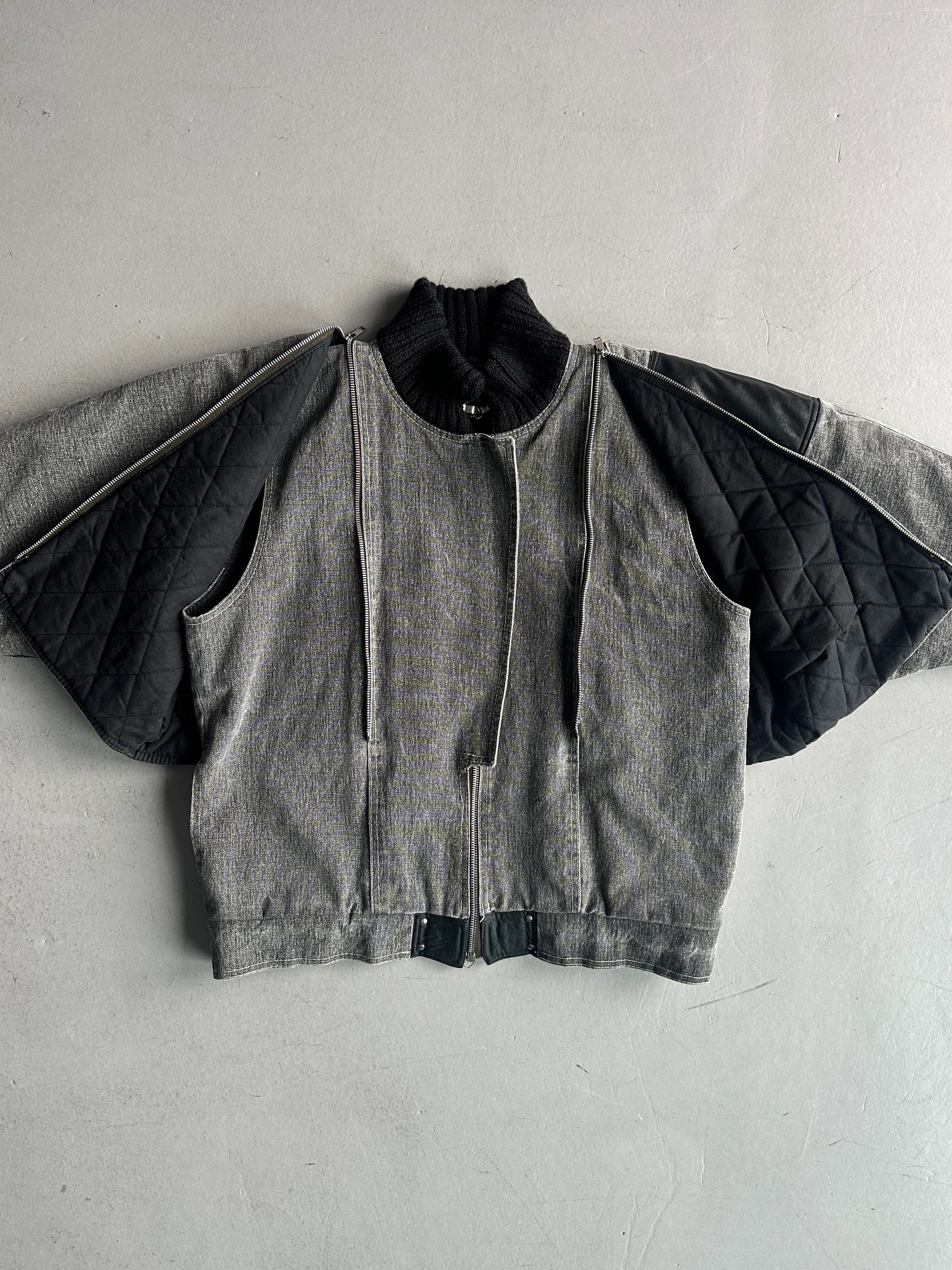 ITALIAN LABEL 1980s 2 IN 1 BOXY FIT DENIM BOMBER JACKET GILET