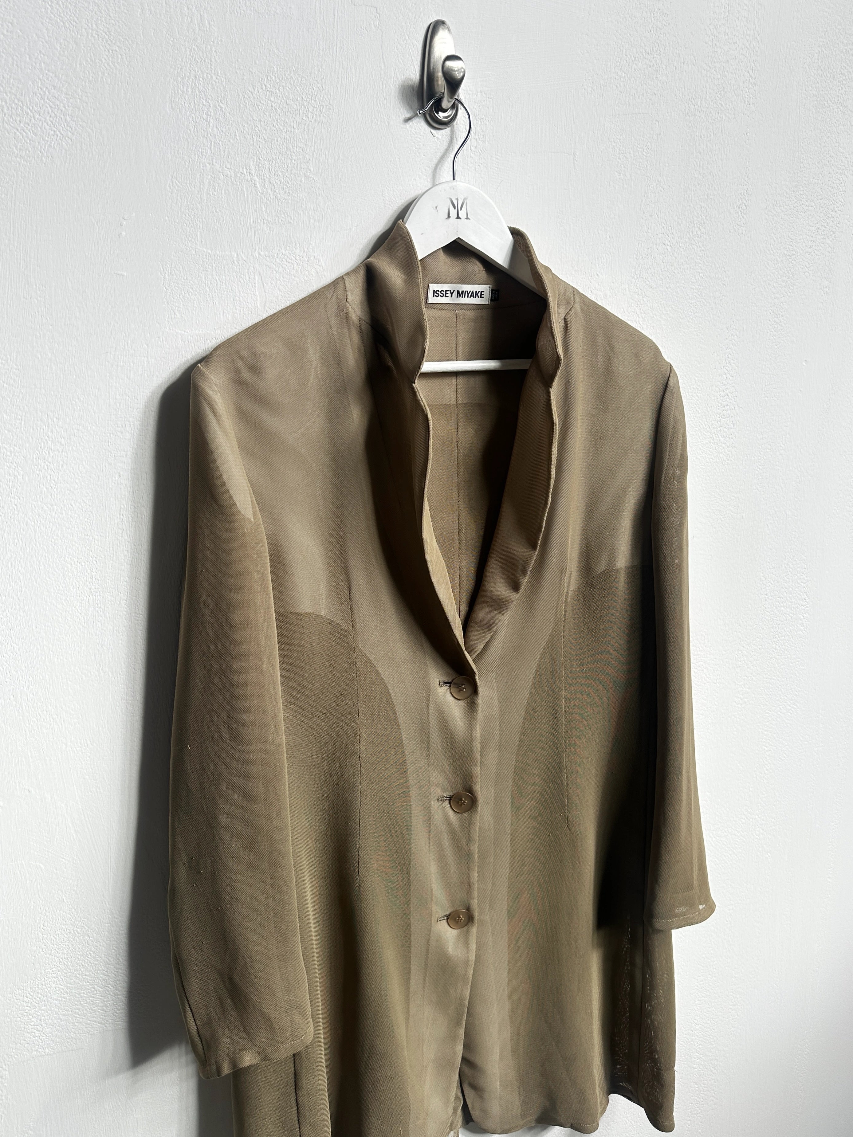 ISSEY MIYAKE - early 2000s DOUBLE LAYER MESH LONG BLAZER