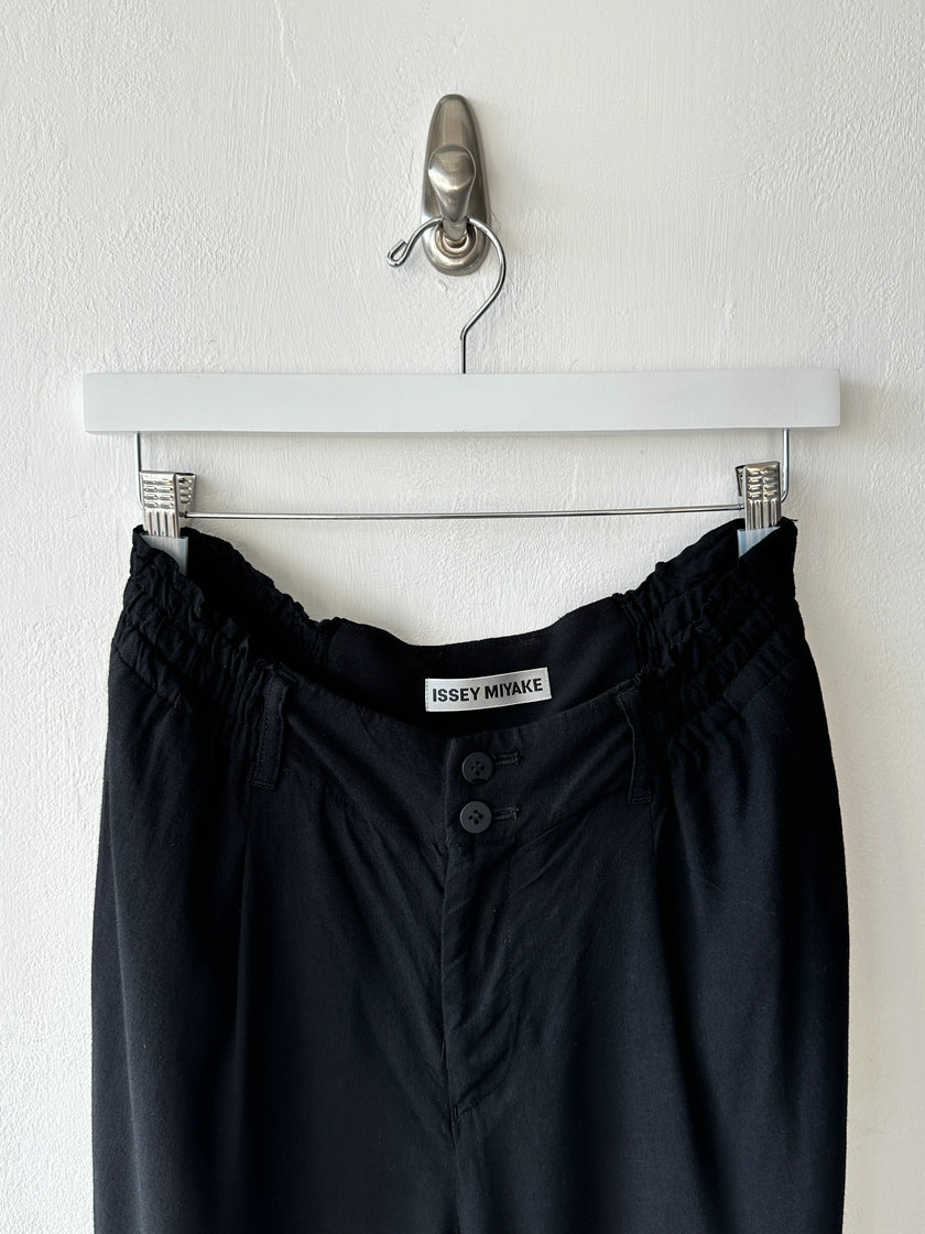 ISSEY MIYAKE - S/S 2014 RELAXED TROUSERS WITH GRID MESH PANELS