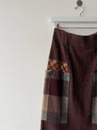 ISSEY MIYAKE HAI - 1980s MAXI WOOL SKIRT WITH CONTRASTING PLAID OVERSIZED POCKETS