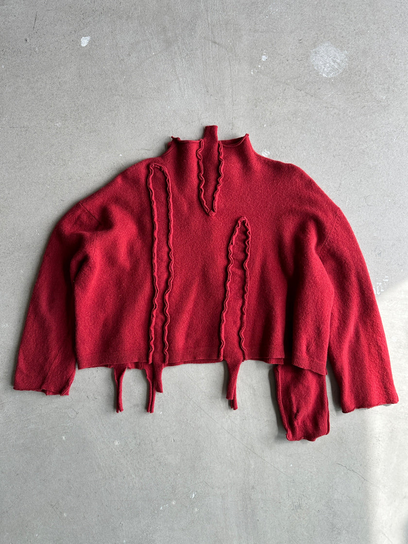 ISSEY MIYAKE - 1970S KNITTED CARDIGAN WITH ASYMMETRICAL POCKET