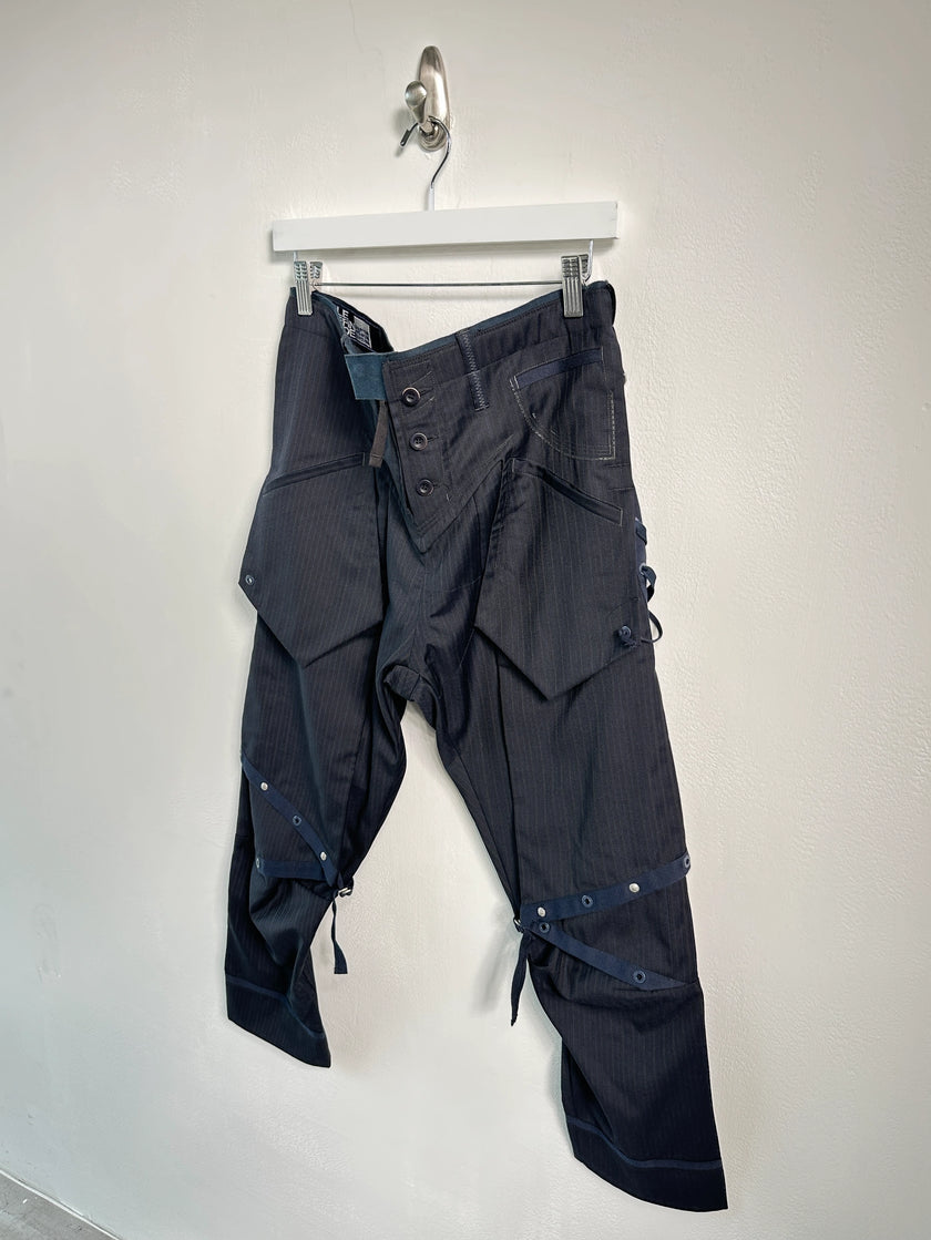 MARITHÉ + FRANÇOIS GIRBAUD - S/S 2009 PINSTRIPED CROPPED CARGO TROUSERS