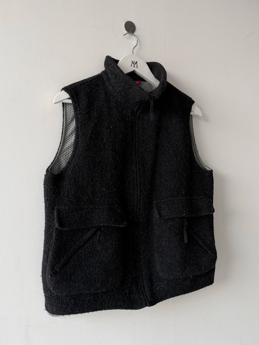 ARMANI JEANS - 1990s FUZZY HAIR ZIPPED VEST GILET