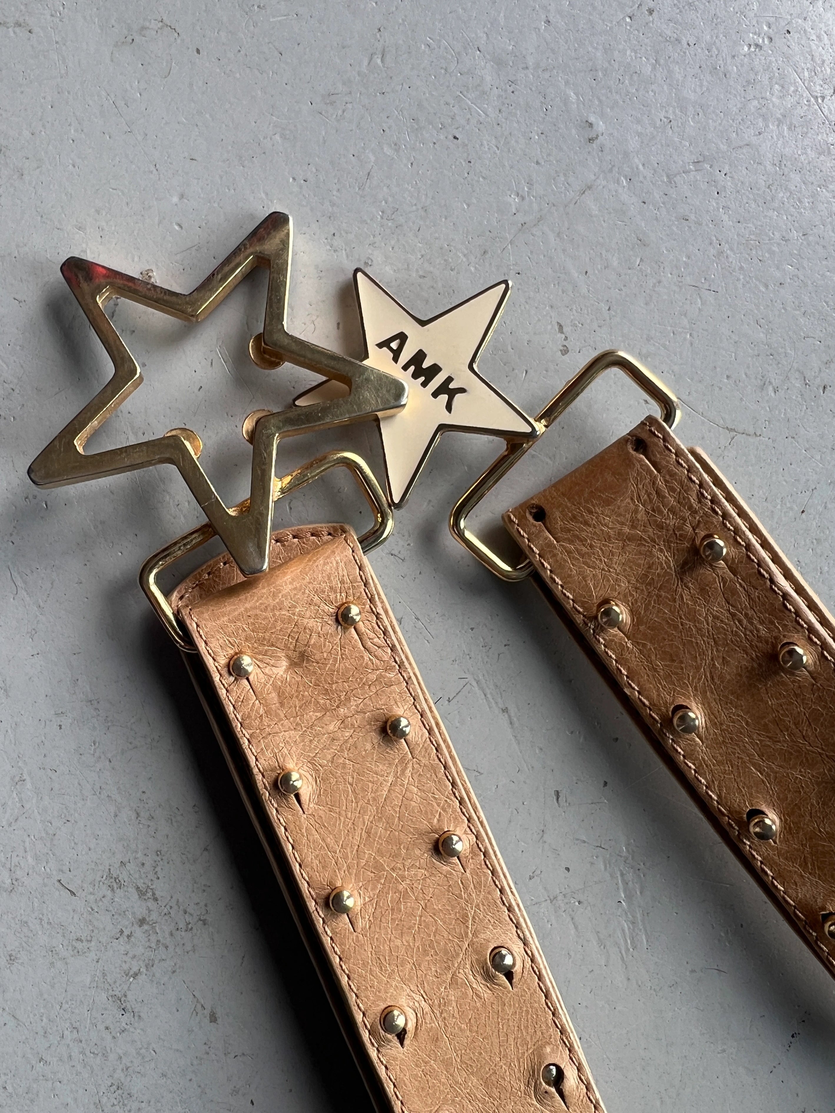 ANDREW MACKENZIE - 2000s STAR BUCKLE LOGO LEATHER BELT