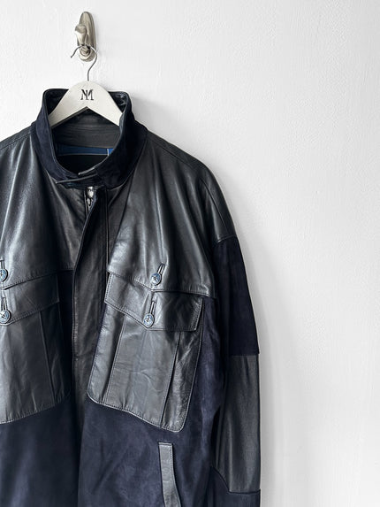 FRENCH LABEL 1980s PANELLED LEATHER AND SUEDE JACKET
