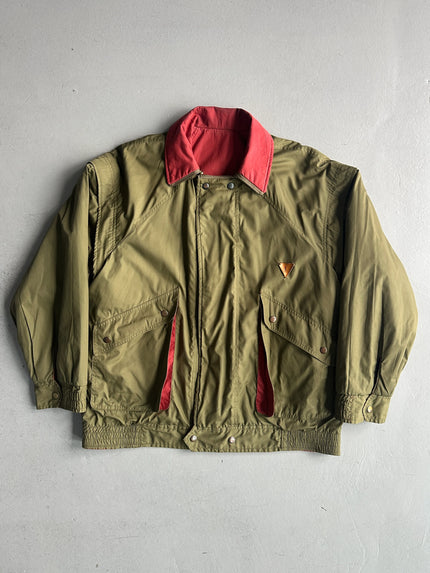 YVES SAINT LAURENT - 1980s 2 IN 1 REVERSIBLE BOMBER JACKET WITH ZIP AT COLLAR