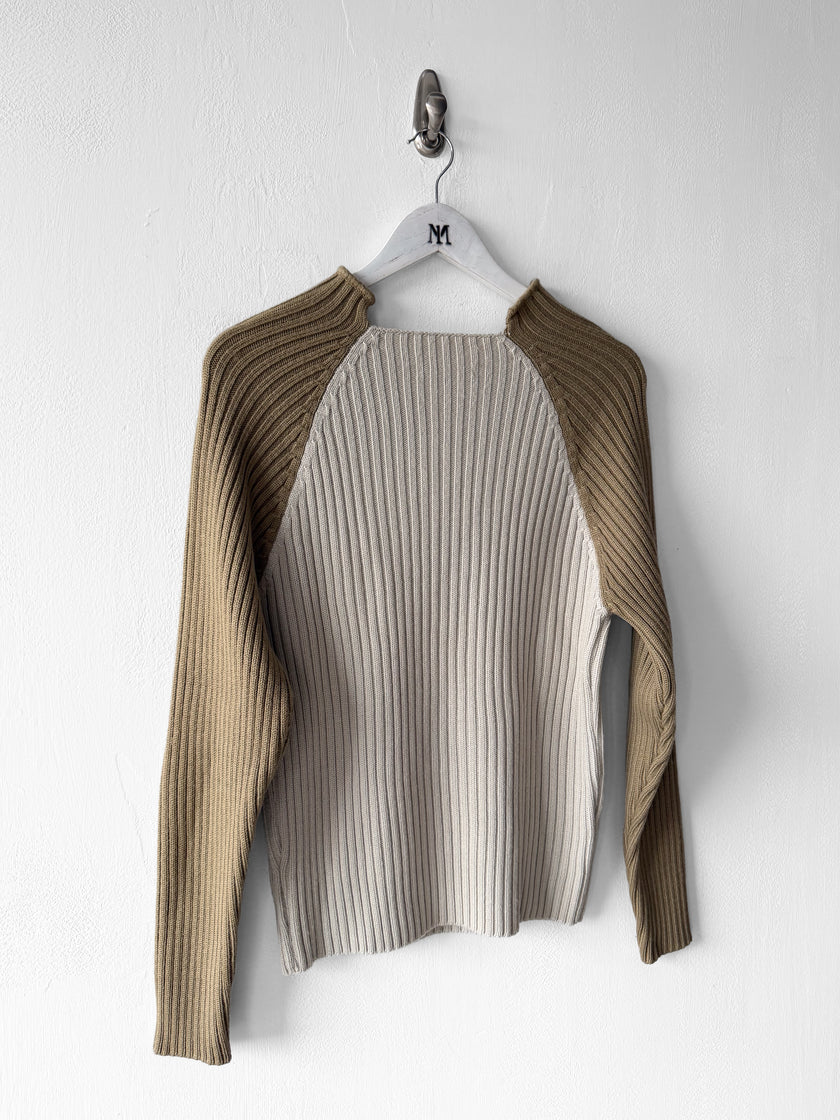 ITALIAN LABEL 2000s SLIM FIT RIBBED KNIT JUMPER