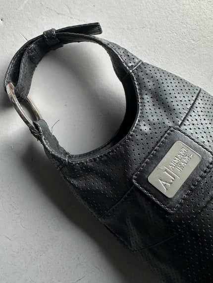 ARMANI JEANS - 2000s PERFORATED LEATHER BUCKET BAG