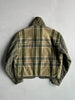GIANFRANCO FERRÉ - 1980s FUR COLLAR PLAID JACKET WITH CONTRASTING NYLON SLEEVE