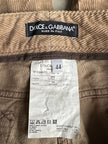 DOLCE & GABBANA - 1990s CORDUROY STRAIGHT LEG TROUSERS WITH LEATHER DETAILS