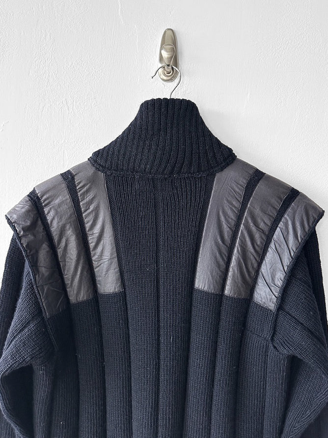 J.C. DE CASTELBAJAC X ICEBERG - late 1970s ZIPPED KNIT WITH COATED COTTON DETAILS