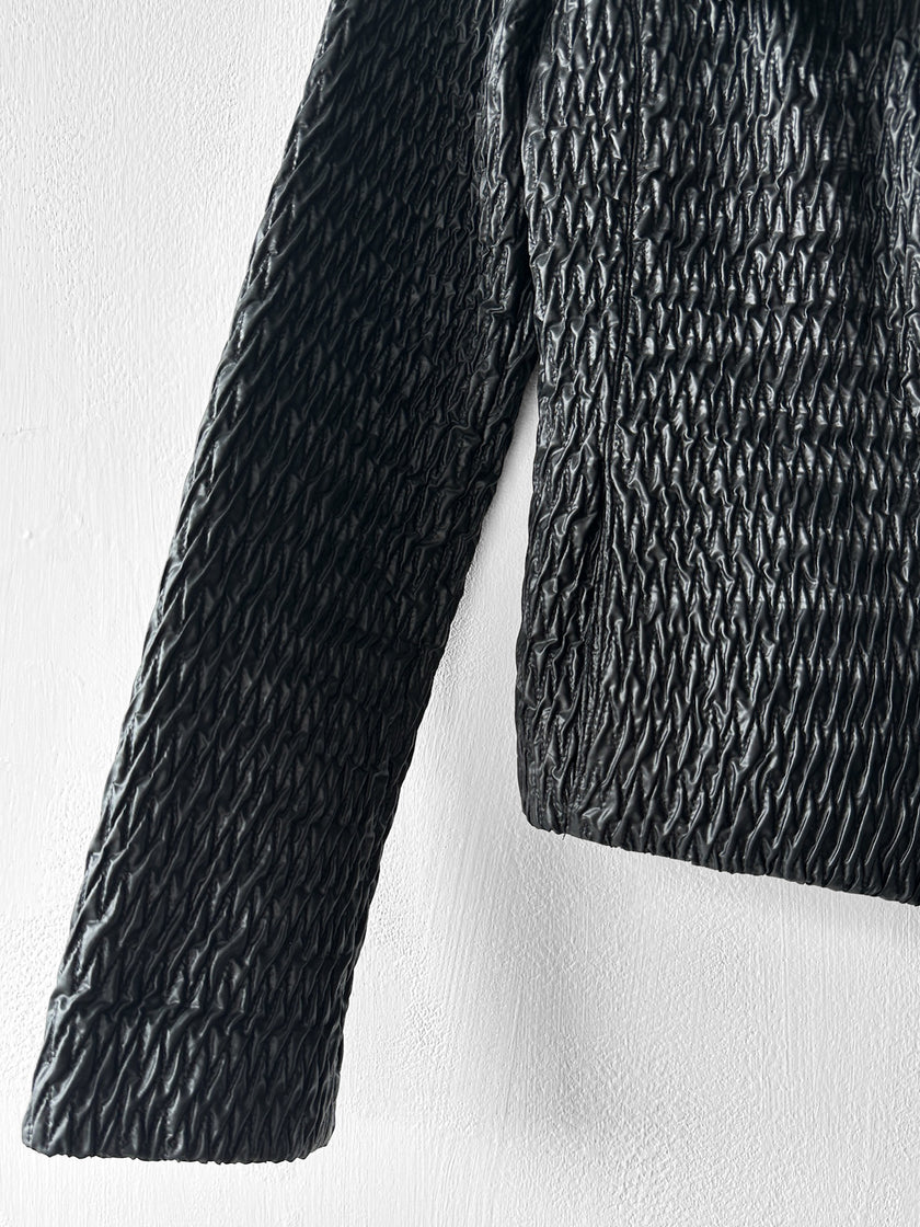 EMPORIO ARMANI - F/W 2009 TEXTURED JACKET WITH RUFFLED COLLAR AND ZIP DETAILS