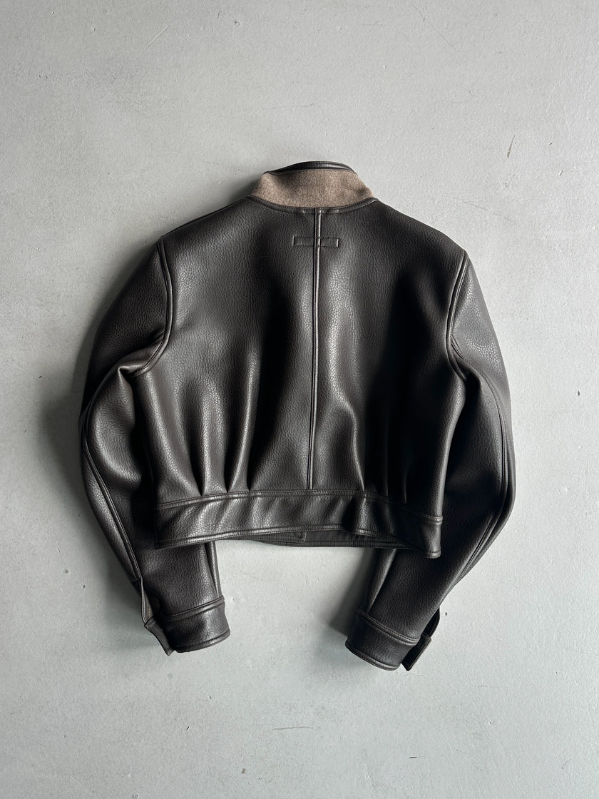 EMPORIO ARMANI - 1980s FAUX LEATHER CROPPED JACKET