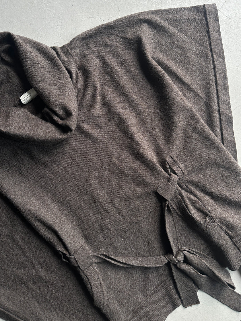 TRUSSARDI - 2000s PONCHO JUMPER WITH WAIST TIE