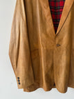 DOLCE & GABBANA - early 2000s DISTRESSED LEATHER BLAZER WITH TARTAN LINING