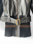 JAPANESE LABEL - late 1990s LEATHER JACKET WITH KNITTED HEM AND ZIP AT BACK