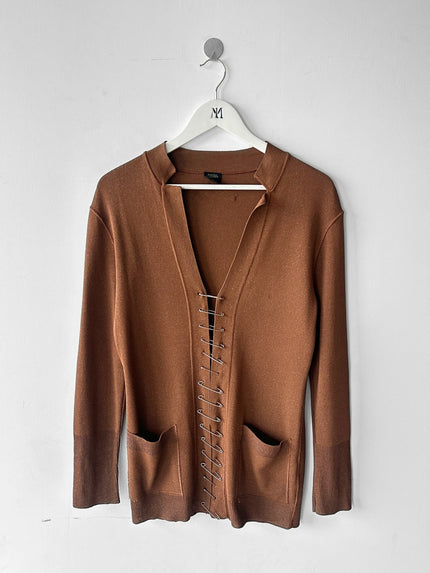 JEAN PAUL GAULTIER FEMME - late 1990s SHIMMERING CARDIGAN WITH SAFETY PIN FRONT