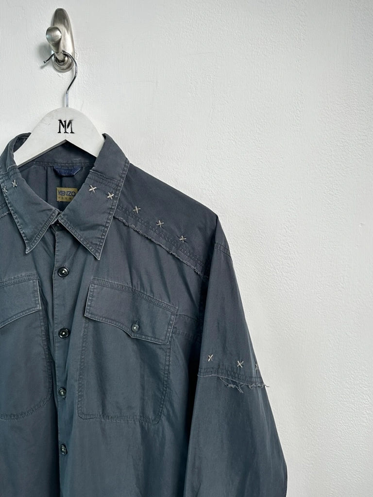 KENZO - early 2000s LONG SLEEVE WESTERN SHIRT