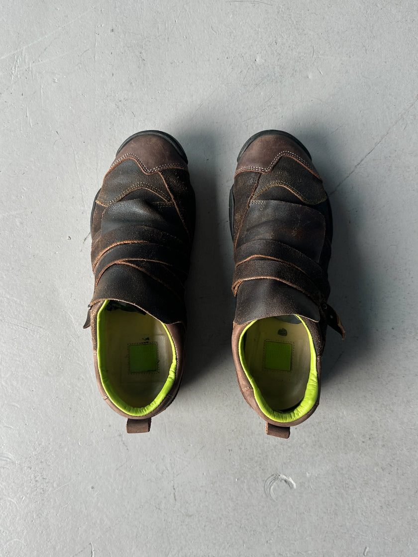 MARITHÉ + FRANÇOIS GIRBAUD - early 2000s ROUND TOE BONDAGE LEATHER SNEAKERS