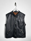 EMPORIO ARMANI - 1980s ZIPPED LEATHER BIKER VEST JACKET