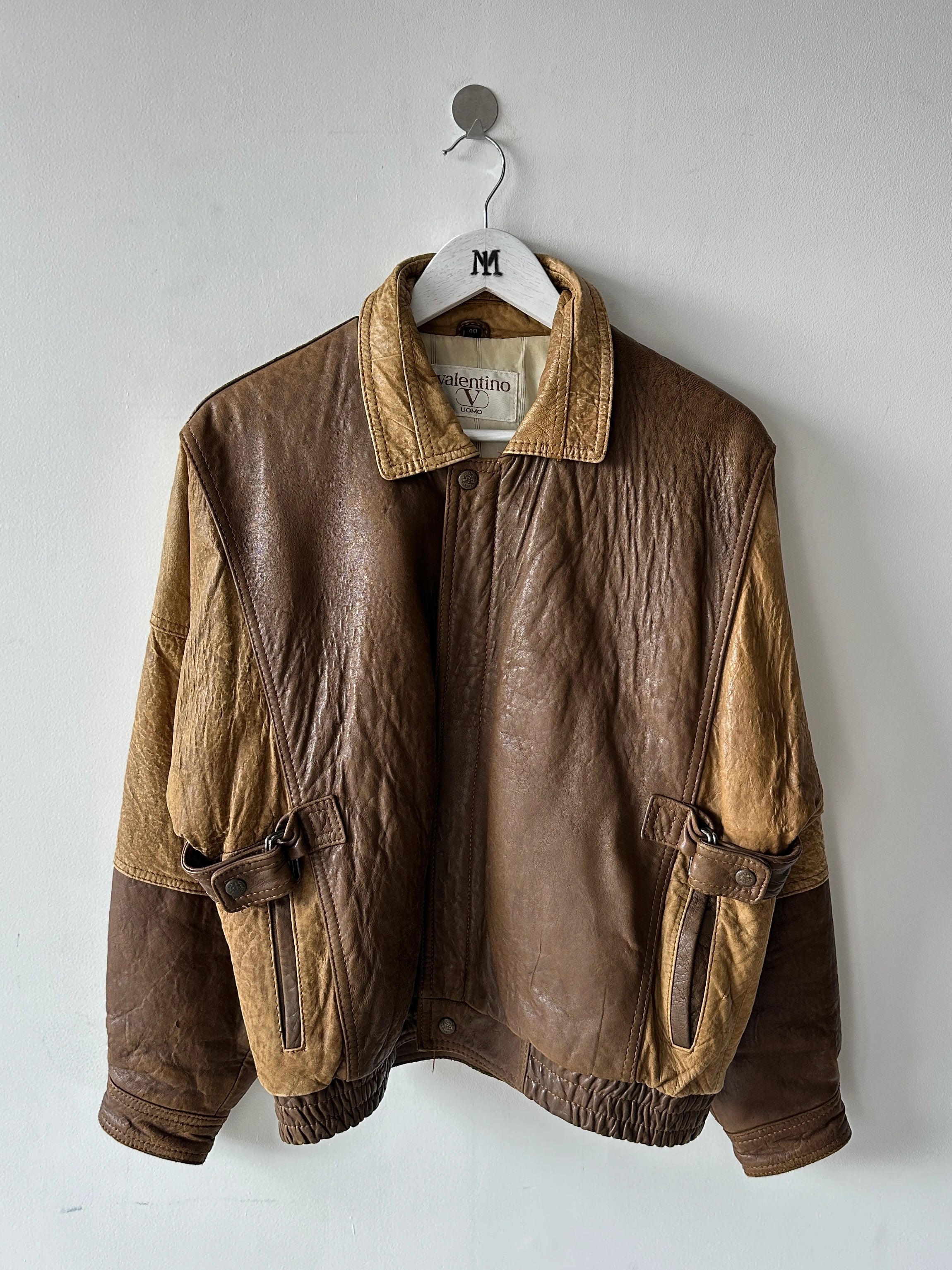 VALENTINO - early 1980s LEATHER BOMBER JACKET