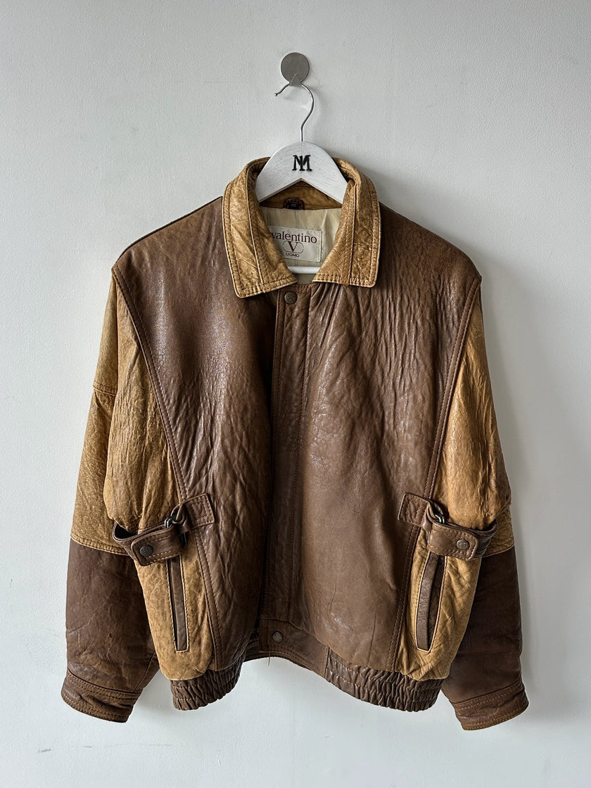 VALENTINO - early 1980s LEATHER BOMBER JACKET