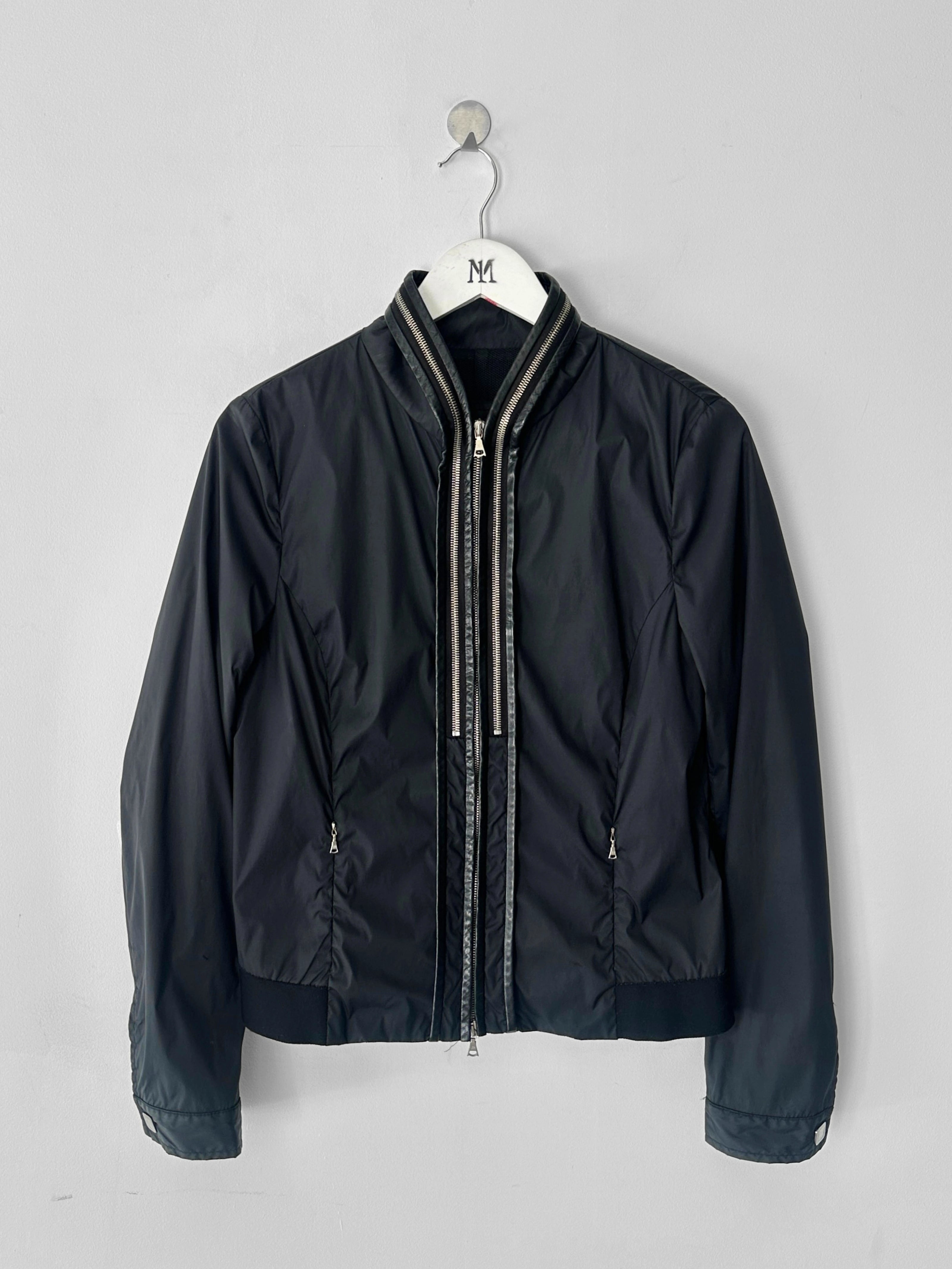 JOHN RICHMOND - early 2000s NYLON JACKET WITH TRIPLE ZIP AT COLLAR