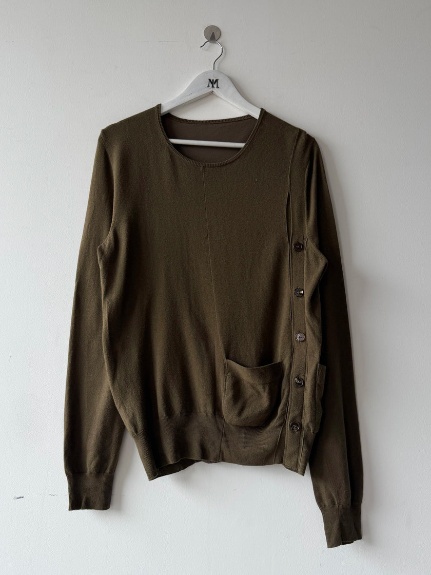 MARTIN MARGIELA - S/S 2017 DECONSTRUCTED SOFT KNIT JUMPER WITH SIDE BUTTONS