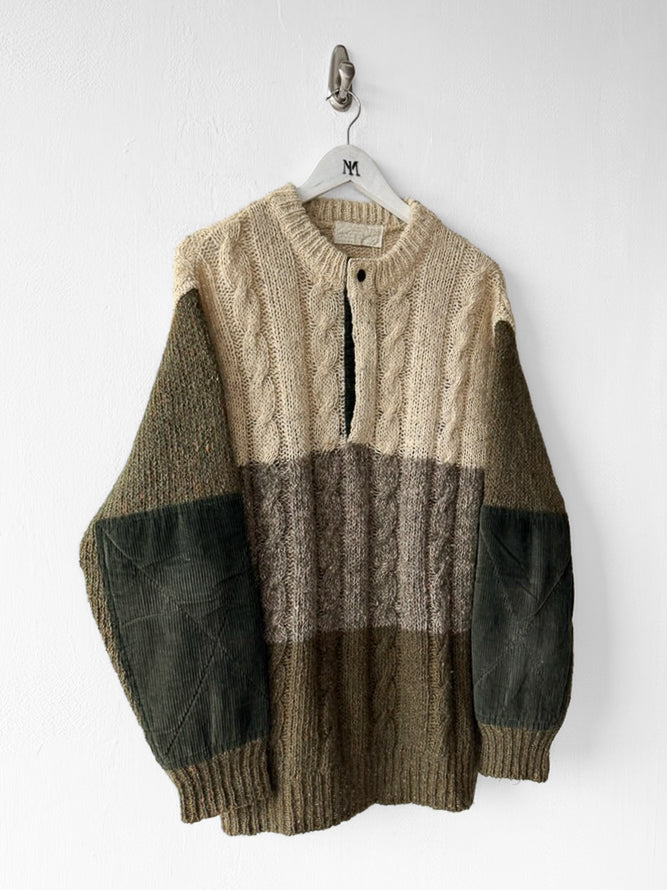 ICEBERG BY J.C. DE CASTELBAJAC - 1980s COLOR BLOCK PANELLED KNIT JUMPER WITH CORDUROY PANELS