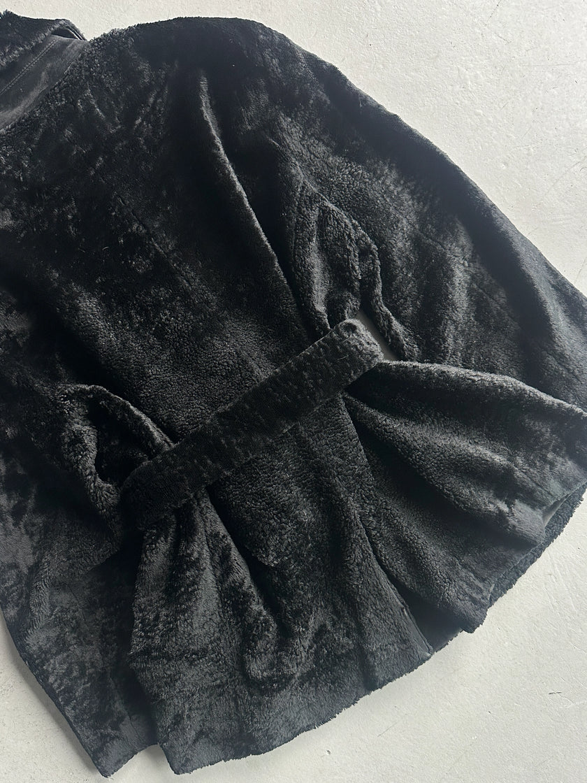 ARMANI JEANS - F/W 1996 FAUX SHEARLING JACKET WITH BELT AT WAIST