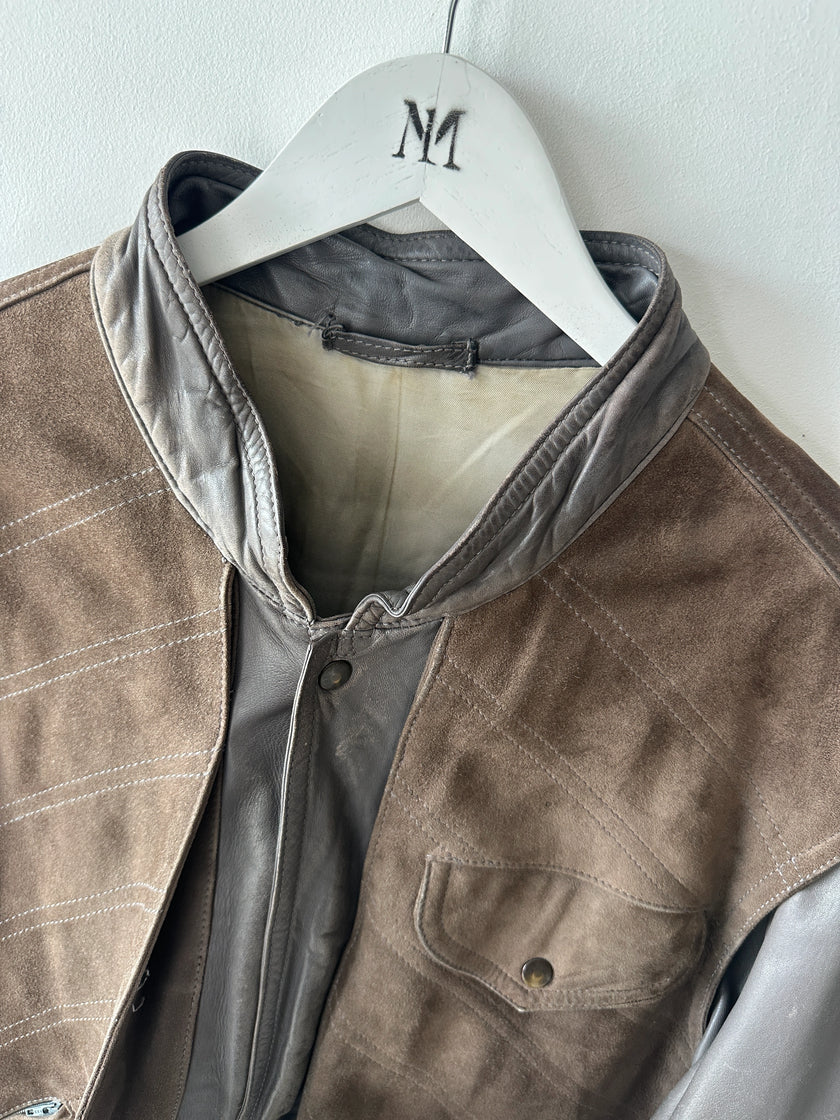 SPANISH LABEL 1980s PANELED LEATHER JACKET