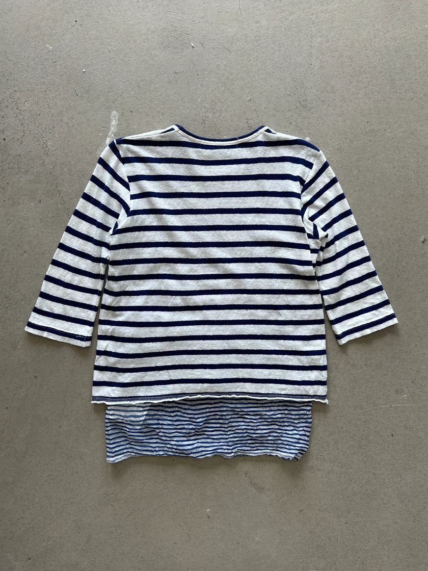 JUNYA WATANABE COMME DES GARÇONS - 2010 PANELED WORN IN LOOK 3/4 SLEEVE TOP
