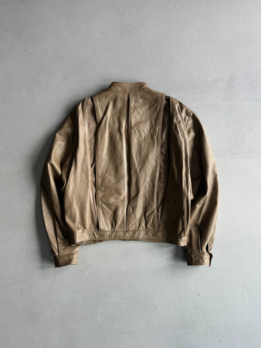 1980s BOXY FIT LEATHER PANELED JACKET