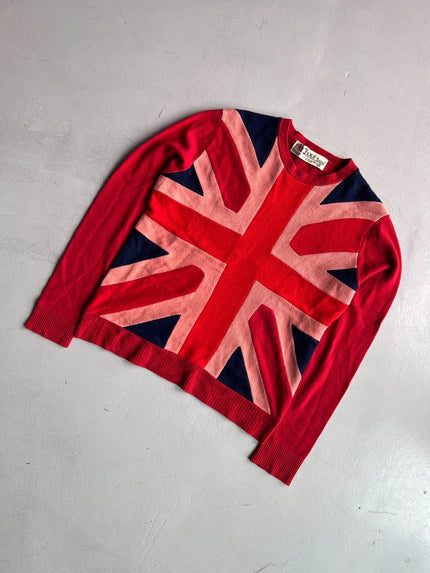 FAKE LONDON - 1990s UNION JACK CASHMERE CREW NECK JUMPER