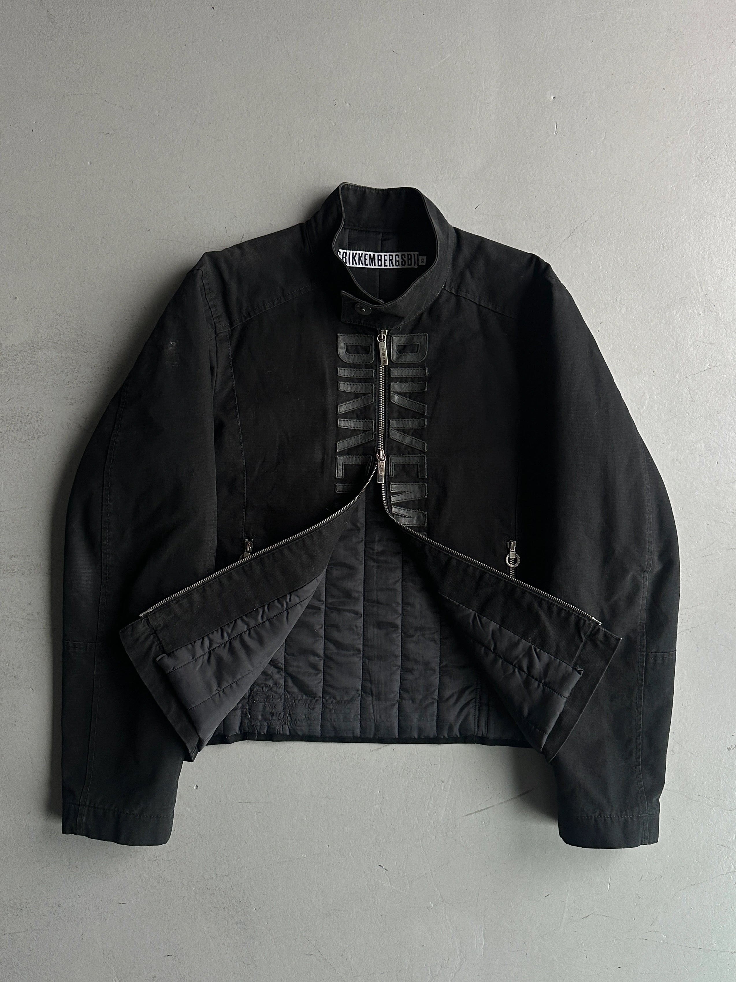 BIKKEMBERGS - A/W 2006 PADDED JACKET WITH LEATHER FRONT LOGO LETTERING