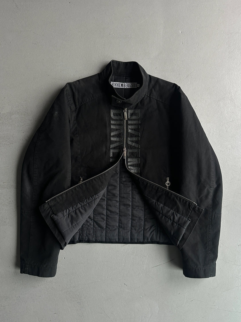 BIKKEMBERGS - A/W 2006 PADDED JACKET WITH LEATHER FRONT LOGO LETTERING