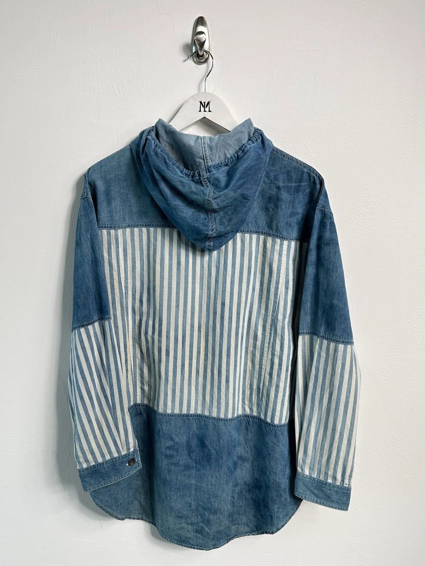 MARITHÉ + FRANÇOIS GIRBAUD - 1990s STONE WASHED HOODED DENIM SHACKET