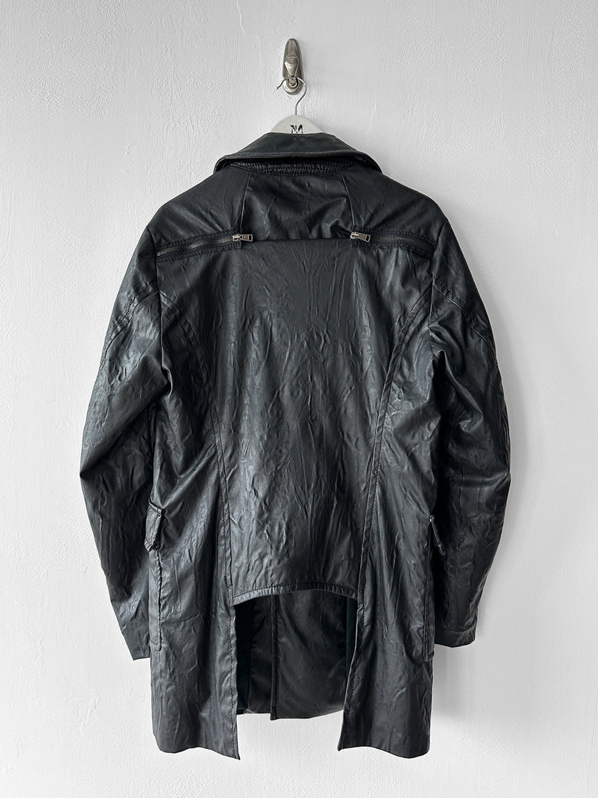 ANDREW MACKENZIE - F/W 2008 WAXED PVC LONG JACKET WITH ZIP DETAILS