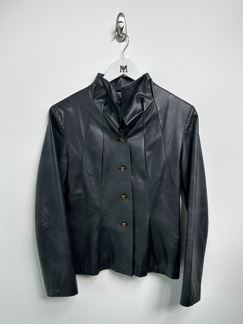 ISSEY MIYAKE - S/S 2006 FAUX LEATHER JACKET WITH SCULPTURAL NECK