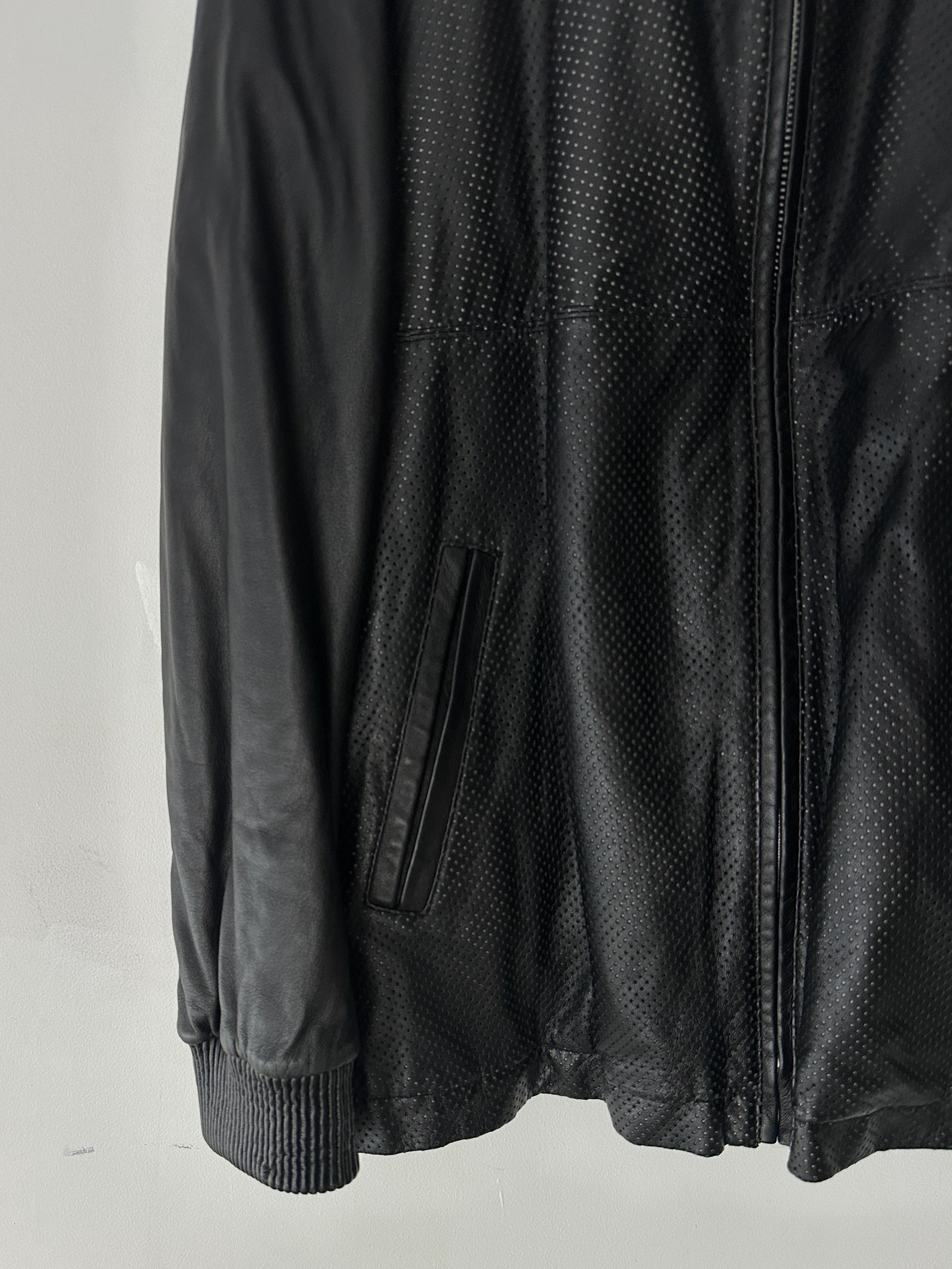 JEAN PAUL GAULTIER OBJET - 1990s PERFORATED LEATHER JACKET WITH ZIP OFF FUR LINING