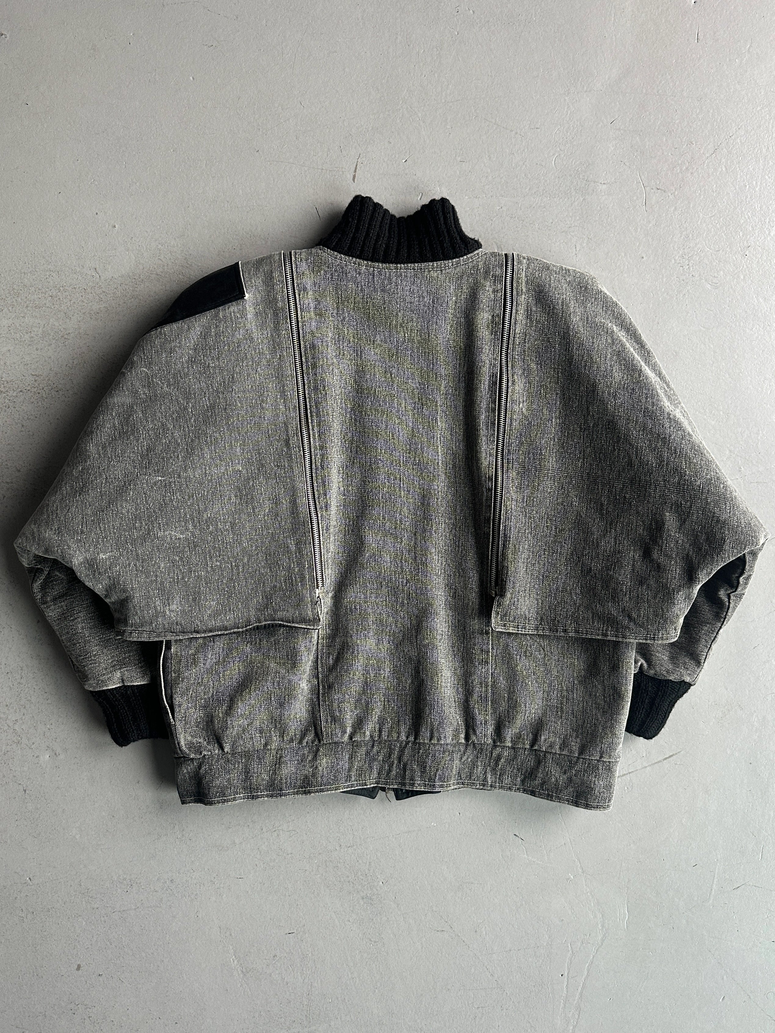 ITALIAN LABEL 1980s 2 IN 1 BOXY FIT DENIM BOMBER JACKET GILET