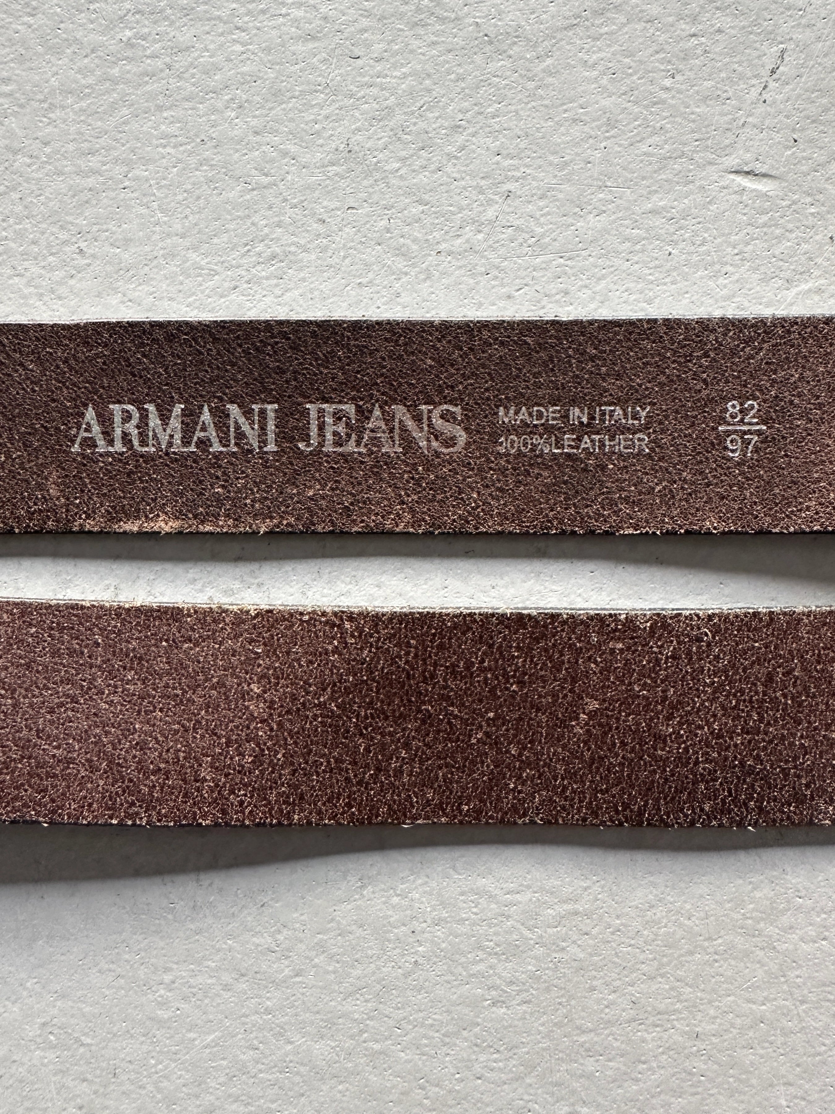 ARMANI JEANS - 1990s LOGO BUCKLE LEATHER BELT