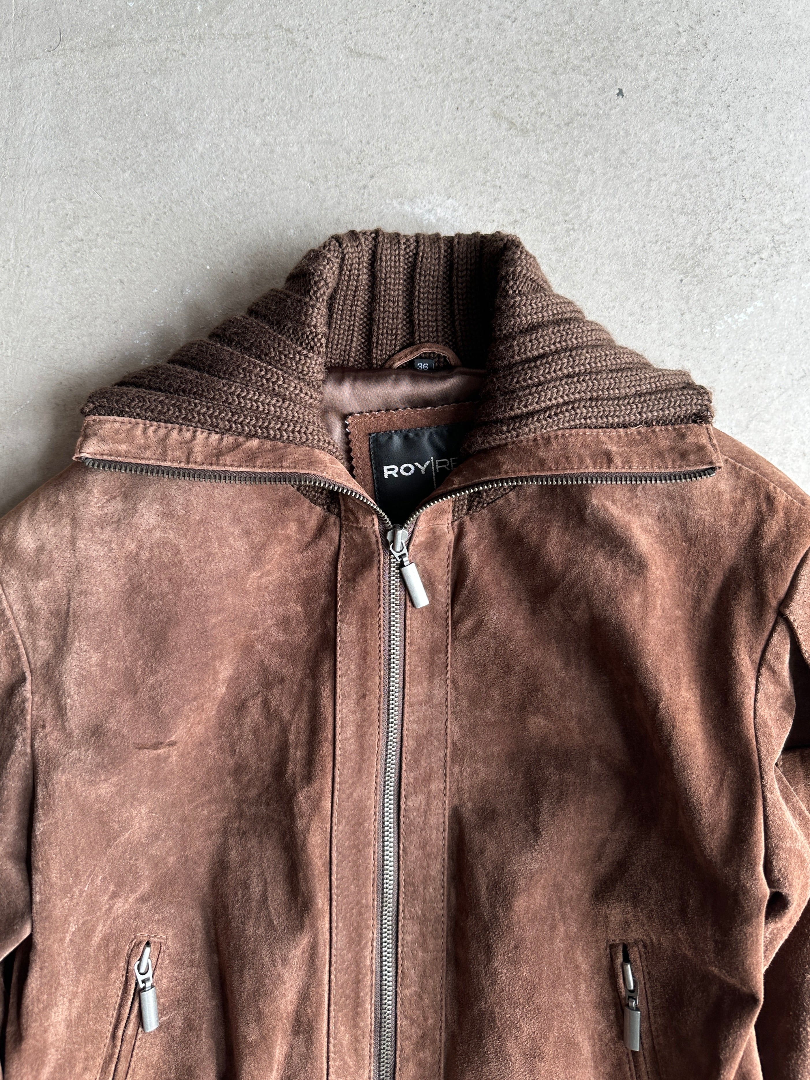 1990s SUEDE JACKET WITH KNITTED DETAILS