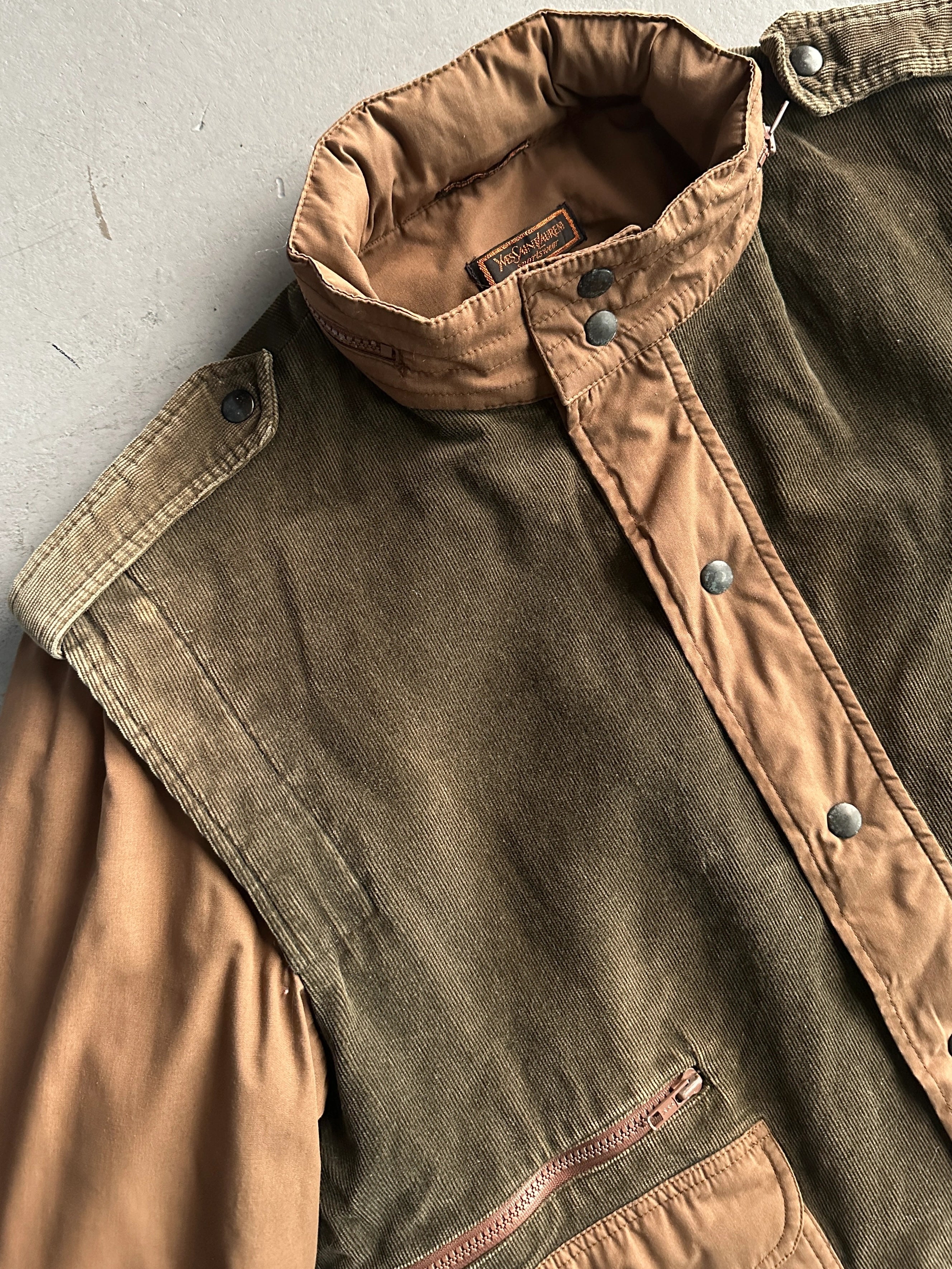 YVES SAINT LAURENT - 1980s CORDUROY JACKET WITH CONTRASTING SLEEVE