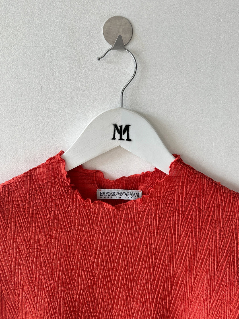 EMPORIO ARMANI - late 1980s PLEATED TEXTURE CROP FIT TOP