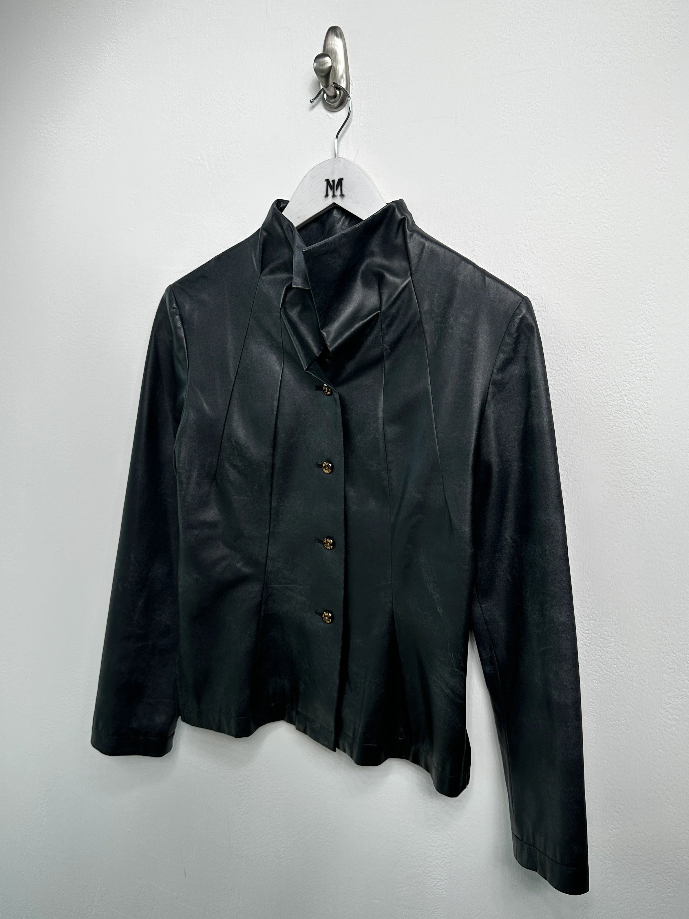 ISSEY MIYAKE - S/S 2006 FAUX LEATHER JACKET WITH SCULPTURAL NECK